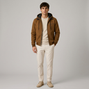 Men's Jackets | Hooded Harrington Classic Cold Weather Brown front view