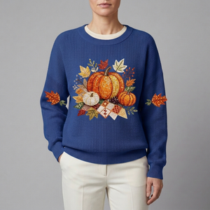 Women's Sweatshirt | Long Sleeve Graphic Print Blue front view