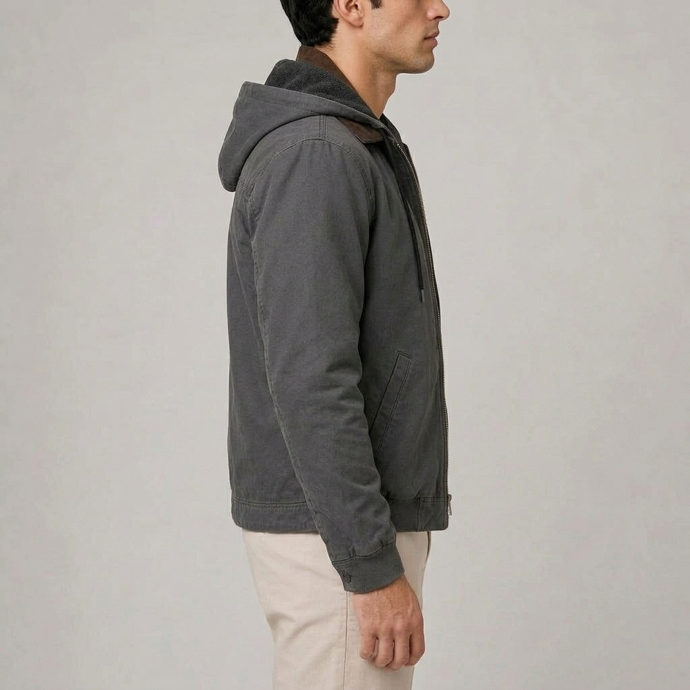Men's Jackets | Hooded Harrington Classic Cold Weather Grey front view