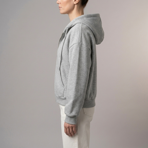 Women's Hoodie | Cropped Zip-Up Long Sleeve Light Grey side view