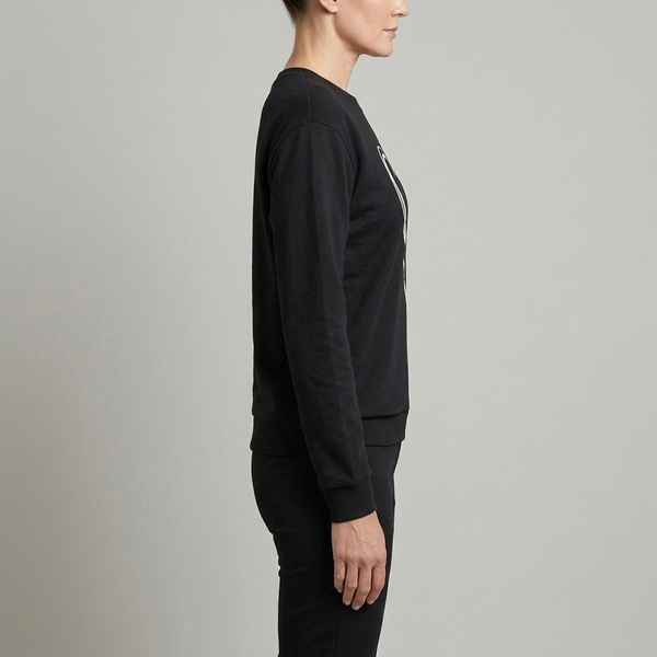 Women's Sweater | Heart Print Crew Neck Long Sleeve side view