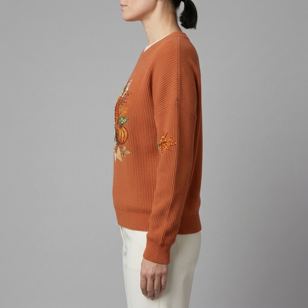 Women's Sweatshirt | Long Sleeve Graphic Print Orange front view