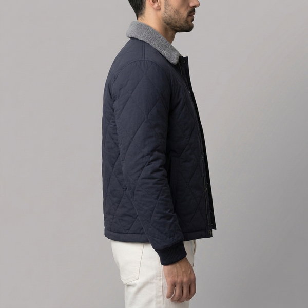 Men's Jackets | Quilted Fleece Lined Blue side view