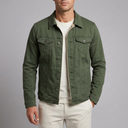 Men's Denim Jacket | Button Front Classic Fit Green front view