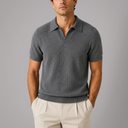 Men's Shirts | Knitted Polo Short Sleeve Grey front view