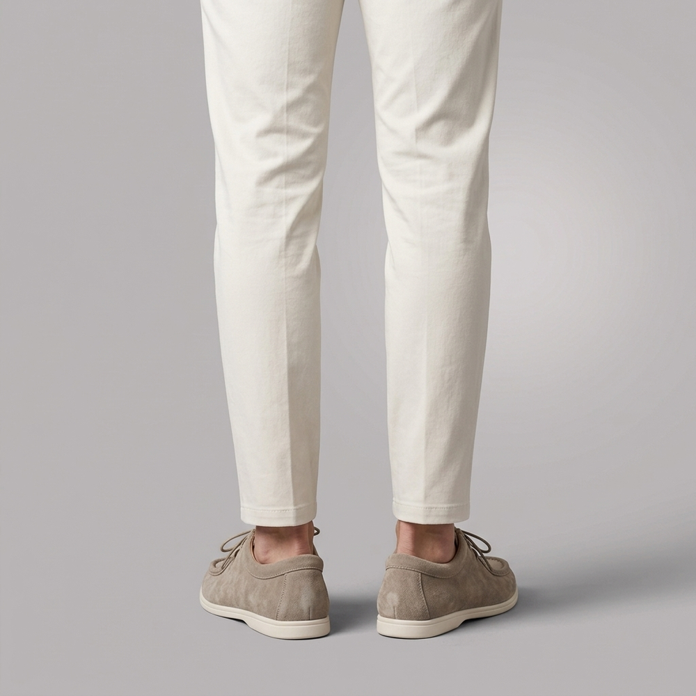 Dress Shoes For Men | Midi Suede Lace-Up Beige three-quarter front view
