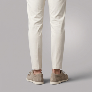 Dress Shoes For Men | Midi Suede Lace-Up Beige worn back view