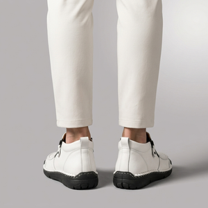 Shoes For Men | Side Zip Leather Look Slip-On White worn back view