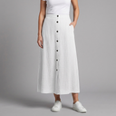 Women's Maxi Skirt | A-Line Elastic Waist Button Front White front view