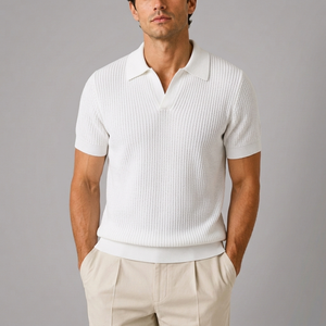 Men's Shirts | Knitted Polo Short Sleeve White front view