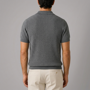 Men's Shirts | Knitted Polo Short Sleeve Grey back view