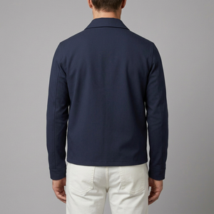 Men's Rain Jacket | Lightweight Zip Front Navy Blue back view