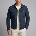 Men's Denim Jacket | Button Front Classic Fit Dark Blue front view