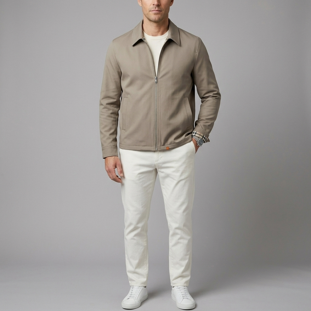Men's Rain Jacket | Lightweight Zip Front Navy Blue front view