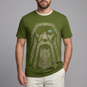 Men's Graphic T-Shirt | Oversized Norse Print Green front view