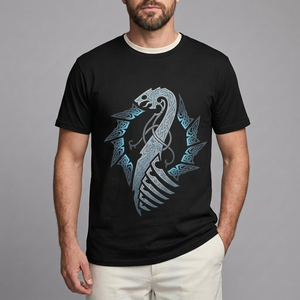 Men's Graphic T-Shirt | Oversized Norse Print Black Snake front view