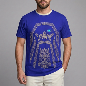 Men's Graphic T-Shirt | Oversized Norse Print Blue front view