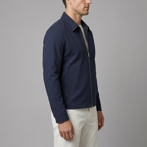 Men's Rain Jacket | Lightweight Zip Front Navy Blue side view