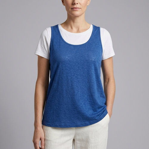 Women's Tank Top | U-Neck Sleeveless Dark Blue front view