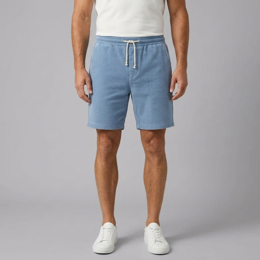 Men's Shorts | Corduroy Lightweight Drawstring Sky Blue front view