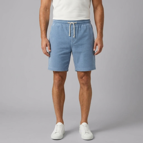 Men's Shorts | Corduroy Lightweight Drawstring Sky Blue front view