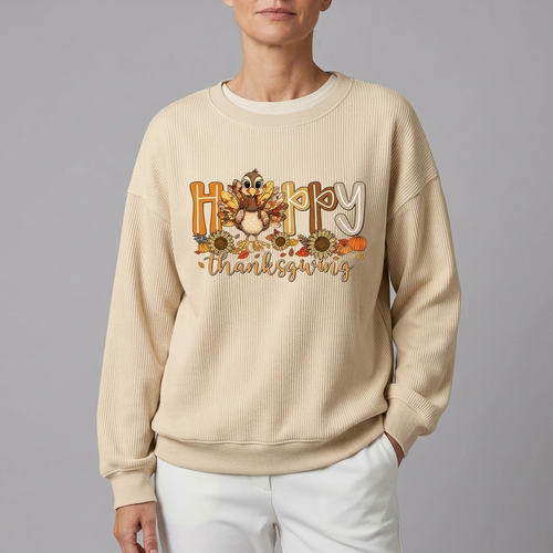 Women's Sweatshirt | Crew Neck Long Sleeve Festive Print Multicolour front view