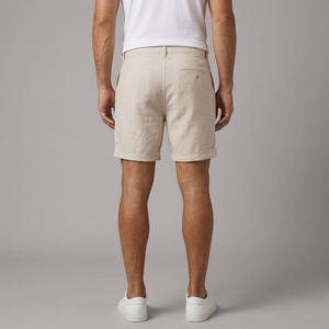 Men's Shorts | Linen Blend Drawstring Beige back view