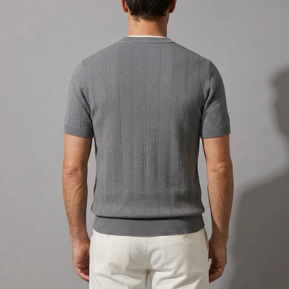 Men's Shirts | Knit Short Sleeve Crew Neck Grey front view