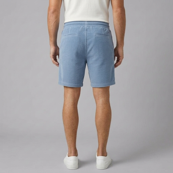 Men's Shorts | Corduroy Lightweight Drawstring Sky Blue back view