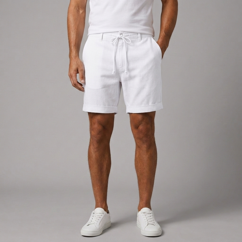 Men's Shorts | Linen Blend Drawstring Beige front view