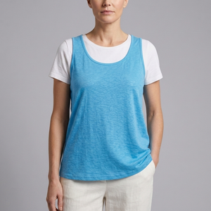 Women's Tank Top | U-Neck Sleeveless Blue front view