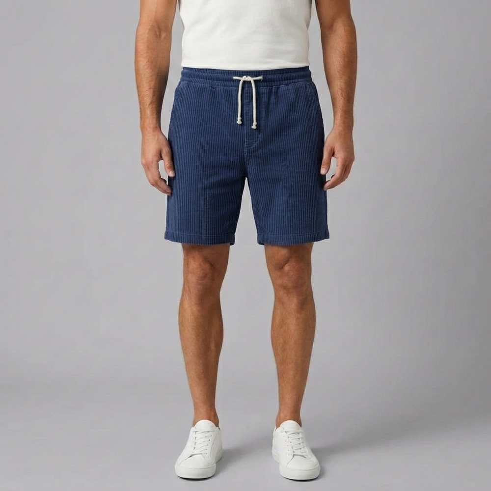 Men's Shorts | Corduroy Lightweight Drawstring Sky Blue front view