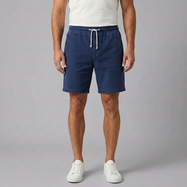 Men's Shorts | Corduroy Lightweight Drawstring Navy front view