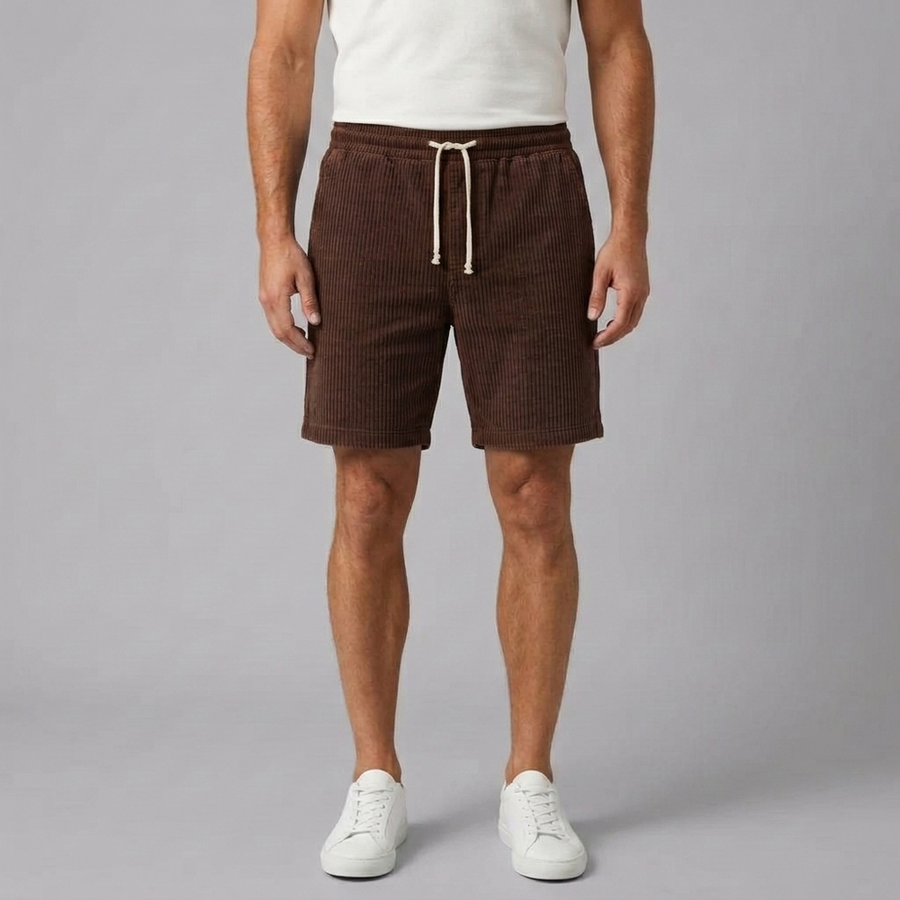 Men's Shorts | Corduroy Lightweight Drawstring Sky Blue front view