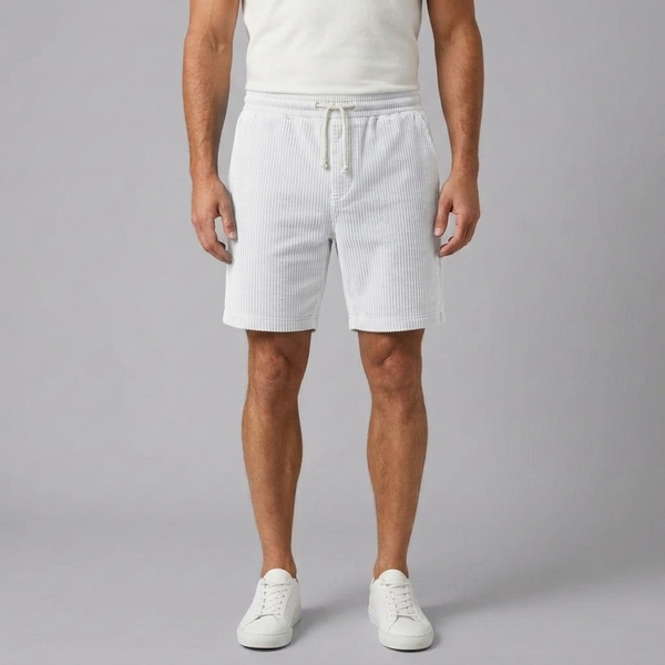 Men's Shorts | Corduroy Lightweight Drawstring White front view
