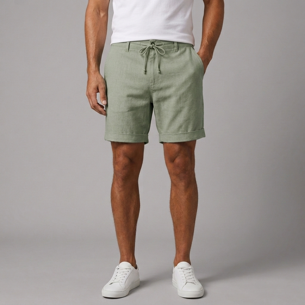 Men's Shorts | Linen Blend Drawstring Beige front view