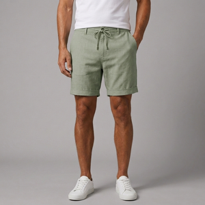 Men's Shorts | Linen Blend Drawstring Green front view