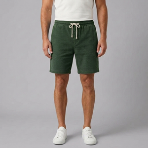 Men's Shorts | Corduroy Lightweight Drawstring Dark Green front view