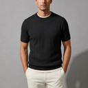 Men's Shirts | Knit Short Sleeve Crew Neck Black front view