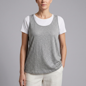 Women's Tank Top | U-Neck Sleeveless Light Grey front view