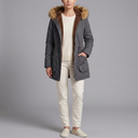 Women's Parka Coat | Fur Hooded Lined Winter Parka Grey front view