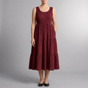 Women's Smart Dress | Midi Sleeveless Tiered Claret front view