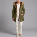 Women's Parka Coat | Fur Hooded Lined Winter Parka Army Green front view