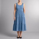Women's Smart Dress | Midi Sleeveless Tiered sky blue front view