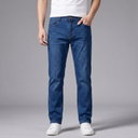 Men's Baggy Jeans | Straight Stretch Denim Blue front view