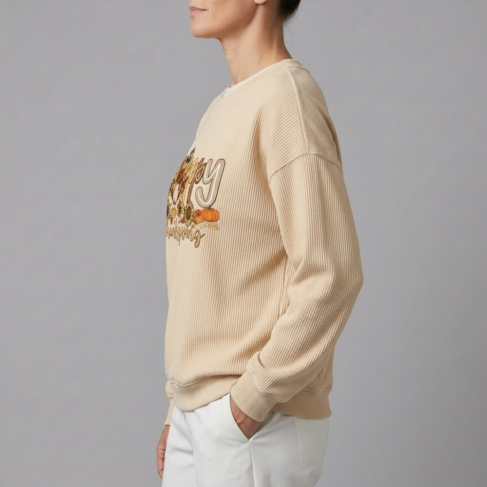 Women's Sweatshirt | Crew Neck Long Sleeve Festive Print Multicolour front view
