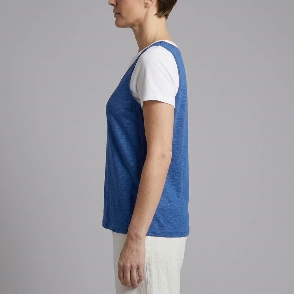 Women's Tank Top | U-Neck Sleeveless Dark Blue front view