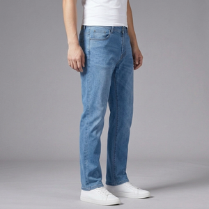 Men's Baggy Jeans | Straight Stretch Denim Sky Blue side view