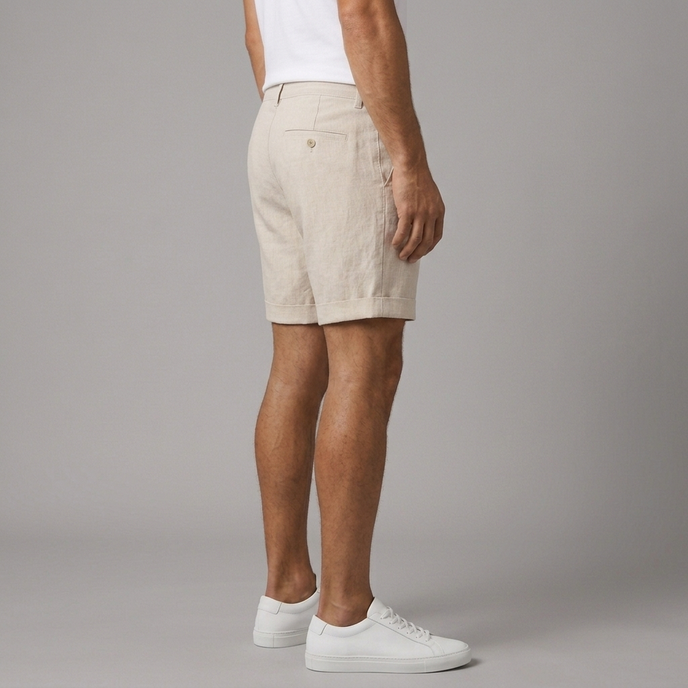 Men's Shorts | Linen Blend Drawstring Beige front view