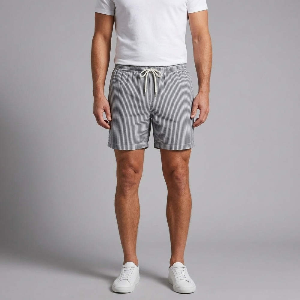 Men's Shorts | Striped Drawstring Black front view